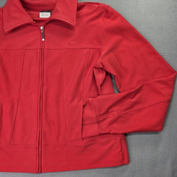 Nike Jacket Womens M Red Dri-Fit Track Full Zip Athletic Training Casual Stretch - Picture 2 of 12